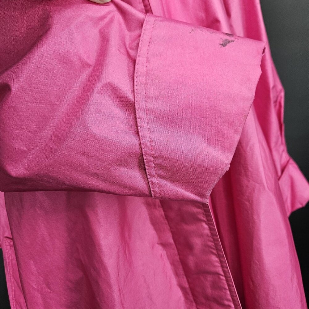 Vintage Trench Long Rain Jacket Coat Womens 12 Pink Rubberized Belted 80s Formal - Picture 6 of 16